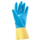 Перчатки неопреновые с хлопковым напылением изнутри Jeta-Safety, желто-голуб. размер XL, JNE711-XL