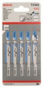 Пилки для лобзика BOSCH T218A /2.608.631.032/ 5шт. (67мм,HSS,металл1-3мм) крив.рез