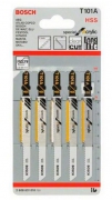 Пилки для лобзика BOSCH T101A /2.608.631.010/ 5шт. (74мм,HSS,плексиглаз,поликарбонат) чист.рез