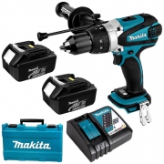 Аккумуляторная ударная дрель-шуруповерт MAKITA DHP458RFE (18B,2*3.0Ач/LXT,91Нм,кейс)