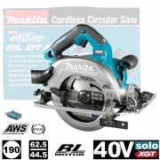 Пила дисковая аккумуляторная MAKITA HS004GZ01 (BL-Motor,40В/XGT,190х30мм,62.5мм,без акк и з/у,модуль WUT01) **