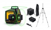 Нивелир лазерный STAYER SL-3D №3 (GreenBeam,50м,точн&tilde;0.5мм/м,аккумулятор,USB-C,штатив)/34963-3