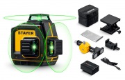 Нивелир лазерный STAYER SL-3D №2 /34963-2/ (GreenBeam,50м,точн&tilde;0.5мм/м,аккумулятор,USB-C,набор) **