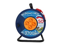 Удлинитель 50 метров, ПВС 2х2,5 (4 розетки, мет. стойка 3,7кВт) "DOMTOK" 2510