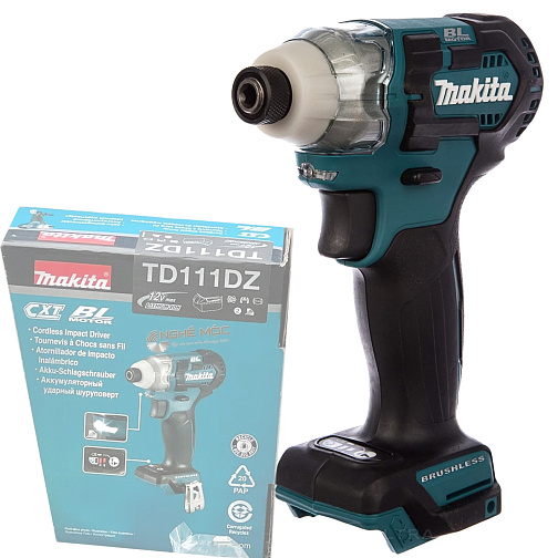 Шуруповерт аккумуляторный ударный MAKITA TD111DZ (BL-Motor,12В/CXT,1/4