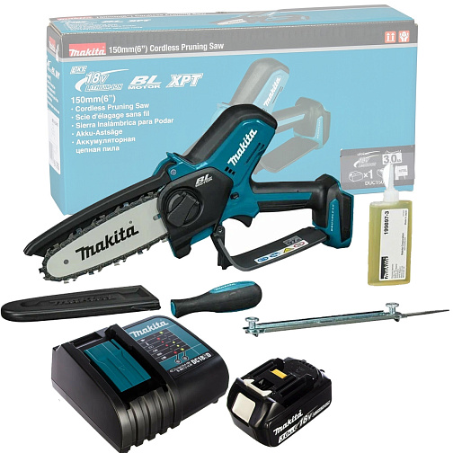 Пила цепная аккумуляторная MAKITA DUC150SF (BL-Motor,320Вт,18В/3.0Ач/LXT,шина15см) **: фото 1