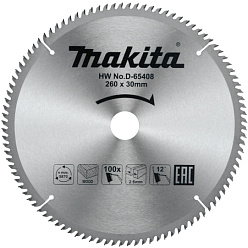 Диск пильный по дереву 260*30*2.6 мм 100Т MАКIТА STANDARD/D-65408