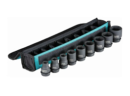 Набор головок ударных MAKITA IMPACT BLACK (1/2",9шт:10,11,13,17,19,21,22,24,27мм,чехол)/E-16617