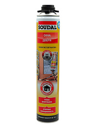 Пена монтажная всесезонная под пистолет (750 мл) выход 50л. SOUDAL Профи 115003