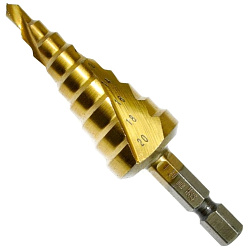 Сверло ступенчатое MAKITA 4-20 (HSS-TiN, 4, 6, 8, 10, 12, 14, 16, 18, 20, хвост.1/4")/D-40185