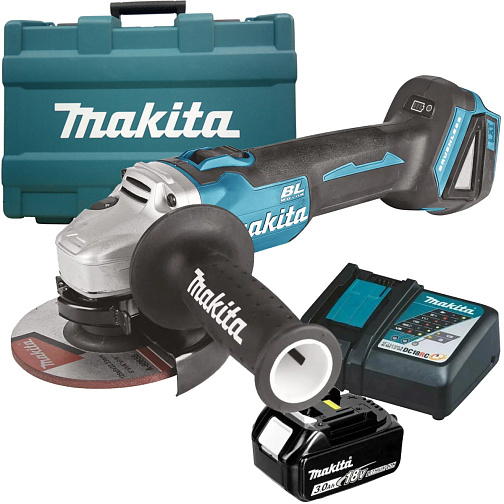 Машина шлифовальная угловая аккумуляторная MAKITA DGA504RF (BL-Motor,18В,1*3.0Ач/LXT,125мм,8500об/мин,кейс): фото 1