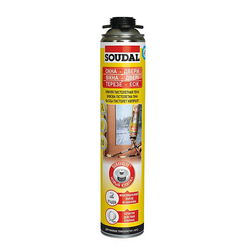 Пена монтажная под пистолет (750 мл) выход 50л. SOUDAL Профи 113986: фото 1