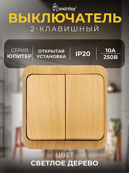 Выкл 2-клав. открытой установки, 10А 