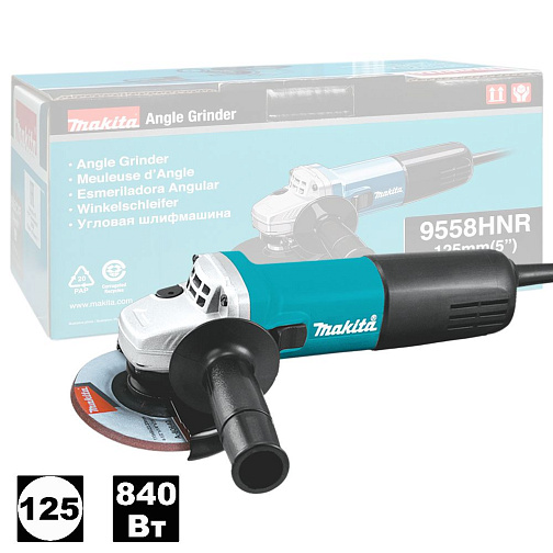 Машина шлифовальная угловая MAKITA 9558HNR (840Вт,125мм,диск): фото 2