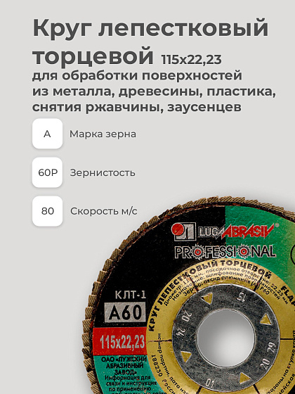 Круг лепестковый торцевой 115х22 14А Р 60(25): фото 3