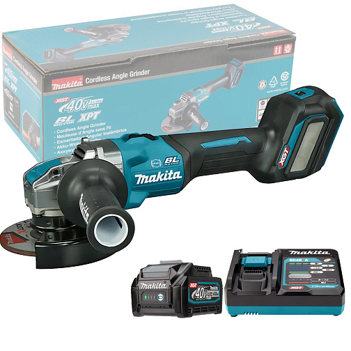 Машина шлифовальная угловая аккумуляторная MAKITA GA005GM101 (BL-Motor,40В,4.0Ач/XGT,125мм,BL4040+DC40RA) **: фото 1