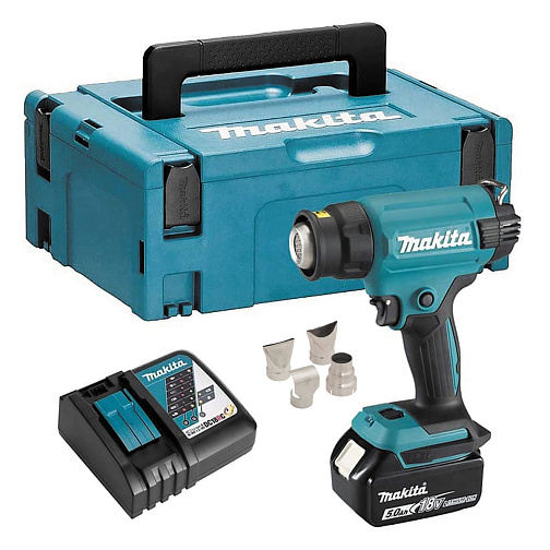 Термовоздуходувка аккумуляторная MAKITA DHG181RT1J (BL-Motor,18В,1*5.0Ач/LXT,кейс+насадки): фото 1
