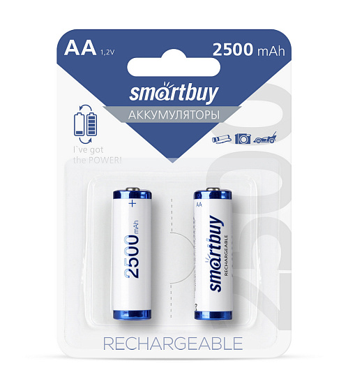 Батарейка АА аккумуляторная NiMh Smartbuy AA/2BL 2500 mAh ((SBBR-2A02BL2500)): фото 3