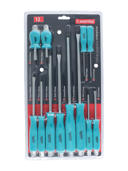 Набор отверток 12 шт ударных Крестовые + Шлицевые СR-V Tools Smartbuy SBT-SCN-12P1: фото 2