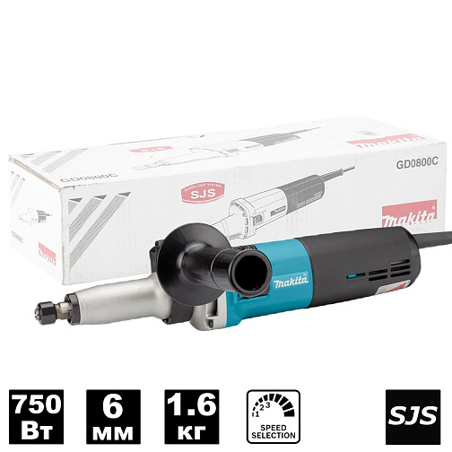 Машина прямая шлифовальная MAKITA GD0800C (750Вт,6/8мм,пл.пуск,муфта-SJS): фото 3