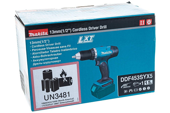 Аккумуляторная дрель-шуруповерт MAKITA DDF453SYX5 (18B,1*1.5Ач/LXT,42/27Нм): фото 2
