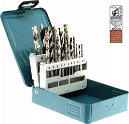 Набор сверл металл/дерево/кирпич MAKITA 18 шт. (3,4,5,6,8,10мм,кейс)/D-46202