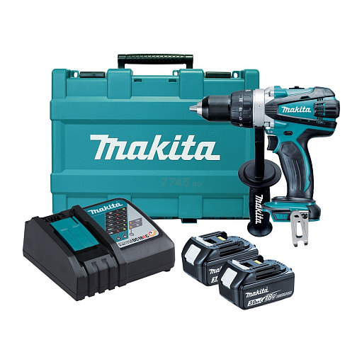 Аккумуляторная дрель-шуруповерт MAKITA DDF458RFE (18B,2*3.0Ач/LXT,91Нм,кейс): фото 1