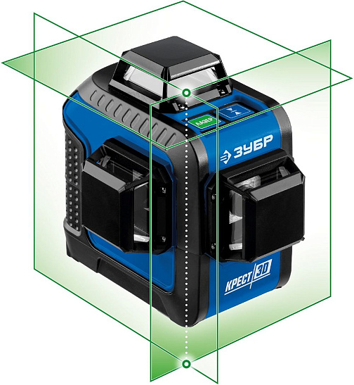 Нивелир лазерный ЗУБР КРЕСТ 3D (GreenBeam,20/70м,±0.3мм/м,4хАА/USB-C)/34909: фото 1