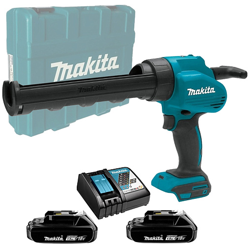 Пистолет для герметика аккумуляторный MAKITA DCG180RYE (18В,2*1.5Ач/LXT,кейс): фото 1