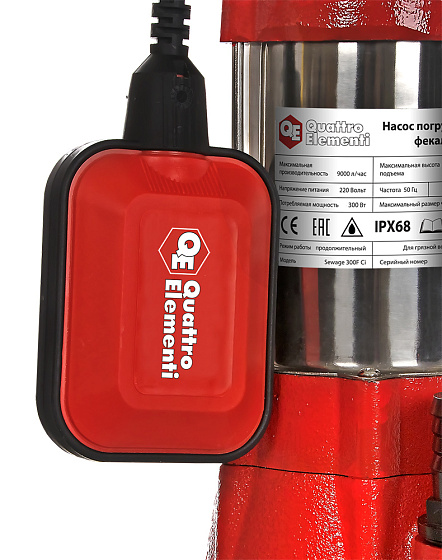 Насос погружной дренажный фекальный QUATTRO ELEMENTI SEWAGE 300F Ci (300Вт,150л/мин,H=7м)/910-140: фото 4