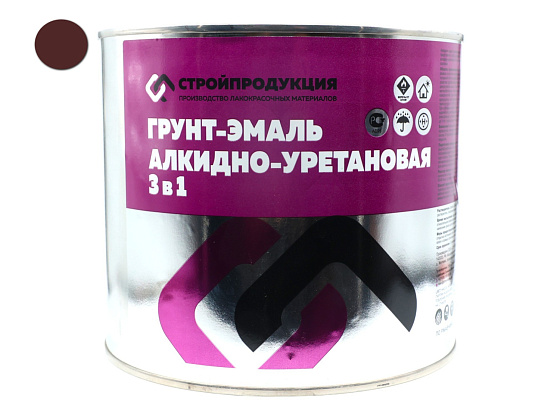 Грунт-эмаль 3 в 1 КОРИЧНЕВЫЙ (банка 2,5 кг, 1.92л): фото 1
