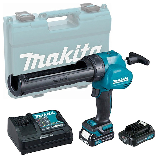 Пистолет для герметика аккумуляторный MAKITA CG100DWAEA (12В,2*2.0Ач/CXT,кейс): фото 1
