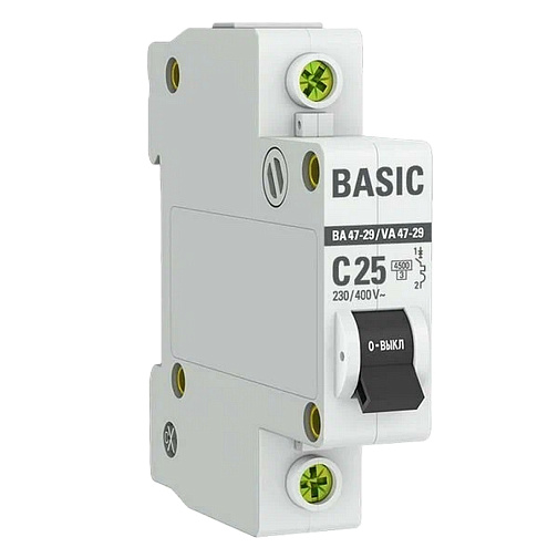 Автоматический выключатель 1п 25А (C) 4,5кА ВА 47-29 EKF Basic: фото 1
