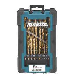 Набор сверл по металлу 1,0-13,0 мм 25 шт. MAKITA HSS-TiN Economy/D-72235