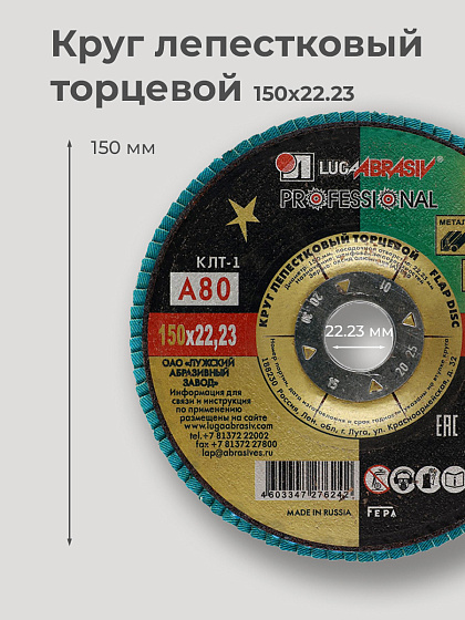 Круг лепестковый торцевой 150х22 14А Р 80(20): фото 2