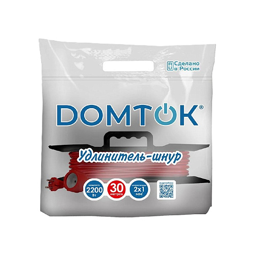 Удлинитель шнур 30 метров, ПВС 2*1, 1 розетка, 2,2кВт DOMTOK, 2475: фото 4