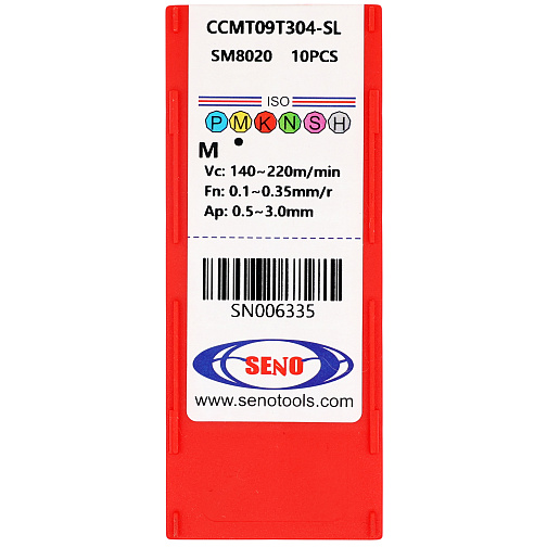 Пластина CCMT 09T304 - SL SM8020 получистовая по нержавеющей стали SENO: фото 4