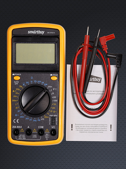 Мультиметр DT9201A, противоуд., многофункц., в компл: щупы, крона, Smartbuy tools SBT-DT9201A: фото 4