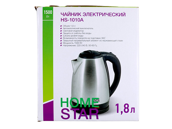 Электрочайник Home star HS-1010A (1.8 л, 1500 Вт) стальной: фото 3
