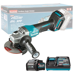 Машина шлифовальная угловая аккумуляторная MAKITA GA013GM101 (BL-Motor,40В,1*4.0Ач/XGT,BL4040+DC40RA,125мм) **