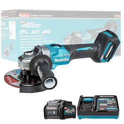 Машина шлифовальная угловая аккумуляторная MAKITA GA035GM101 (BL-Motor,40В/4.0Ач/XGT,BL4040+DC40RA,150мм) **