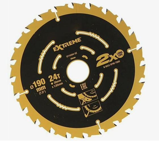 Диск пильный по дереву 190*30*1.65мм*24Т DeWALT Elite Extreme/DT10402: фото 3
