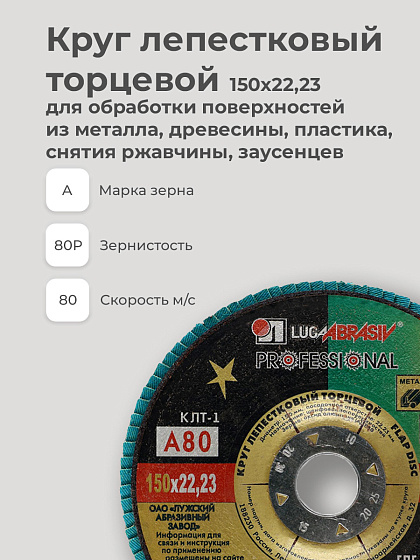 Круг лепестковый торцевой 150х22 14А Р 80(20): фото 3