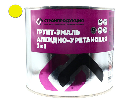 Грунт-эмаль 3 в 1 ЖЕЛТЫЙ (банка 2,5 кг, 1.92л): фото 1
