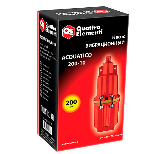 Насос вибрационный QUATTRO ELEMENTI ACQUATICO 200-10 (200Вт,верх.забор,1000л/ч,H=40м,D-97мм,10м)/910-317: фото 2
