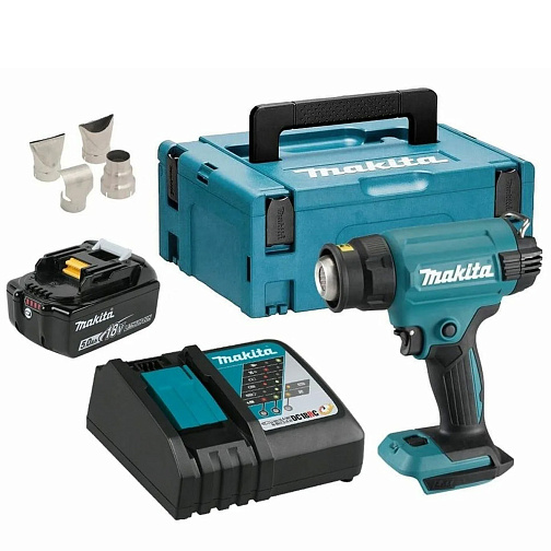 Термовоздуходувка аккумуляторная MAKITA DHG180RT1J (BL-Motor,18В,1*5.0Ач/LXT,550°C,кейс+насадки) **: фото 2