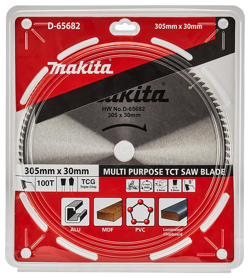Диск пильный по алюминию/дереву/пластику 305x30x2.8/2.0x100T MAKITA/D-65682: фото 1