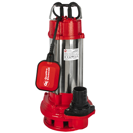 Насос погружной дренажный фекальный QUATTRO ELEMENTI SEWAGE 2500F Ci Prof (2500Вт,450л/мин,H=28м,автомат,чугун+нерж)/909-068: фото 1