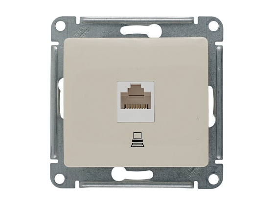 Розетка компьютерная механизм Schneider Electric Glossa скрытой установки бежевая (GSL000281K) **: фото 1