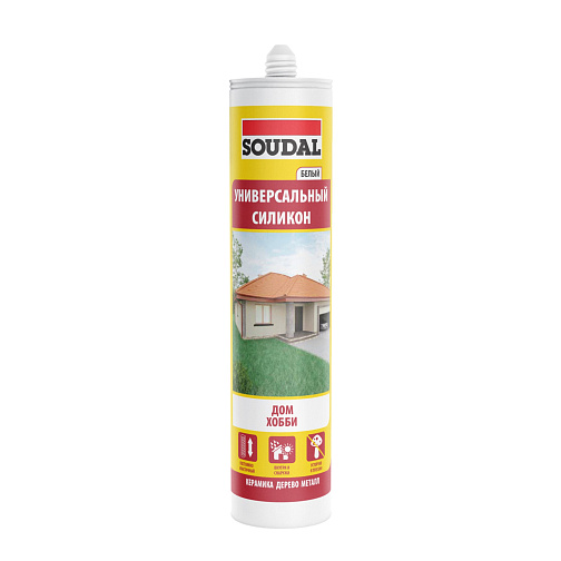 Герметик силиконовый универсальный, белый (280мл) SOUDAL 105907: фото 1